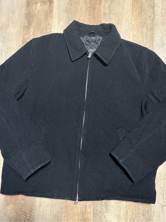 Express Other - Express Men's Black Wool Blend Full Zip Jacket Coat Size XL
